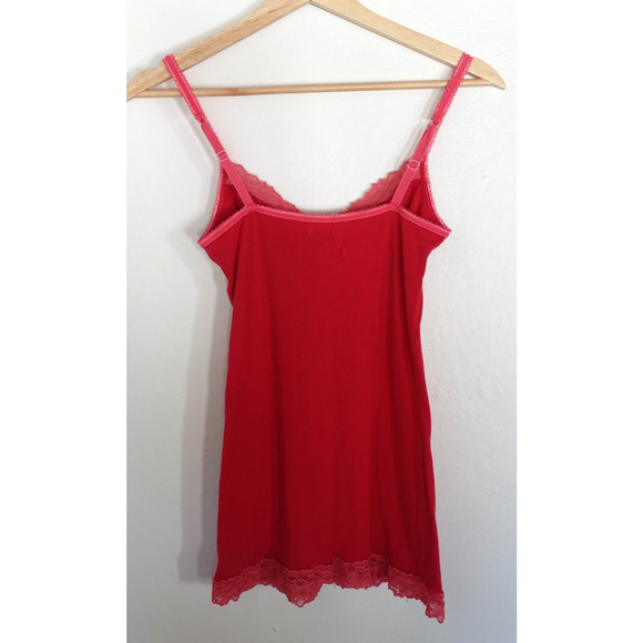Vintage Y2K Abercrombie & Fitch Tank Top Medium Pink Lace Babydoll Cami 2000s - Picture 3 of 9